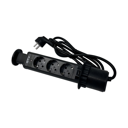 Vertical Built-in Power Strip Black Ф60 GTV