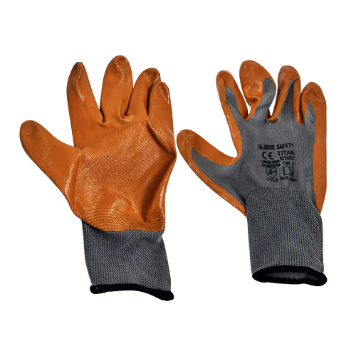 Work Gloves TITAN nitrile coated grey orange - size 10