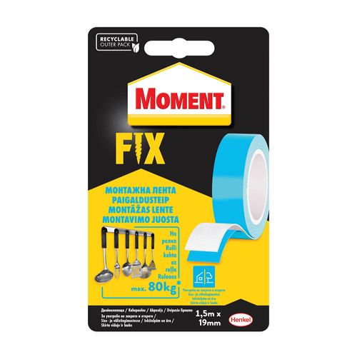 Двойнолепеща Moment Fix монтажна лента 80 кг. - 1.50м