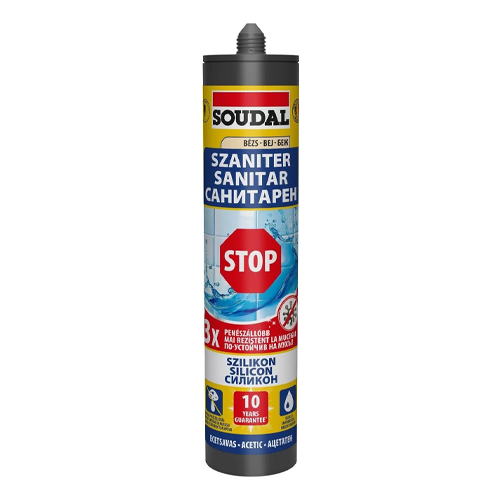 Силикон санитарен беж 280мл | SOUDAL