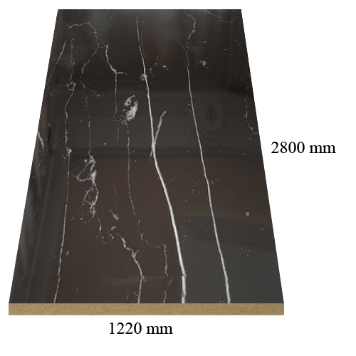 2265 гланц Черен мрамор - 18 мм МДФ с ПВЦ покритие