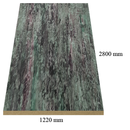 530 Green marble high gloss - PVC coated 18 mm MDF